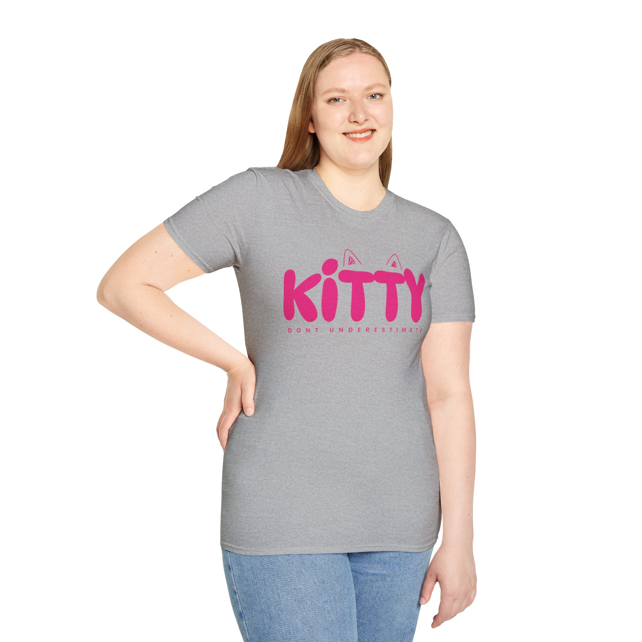 Kitty "Don't Underestimate Me" T-Shirt — Cute Pink Cat Graphic Tee