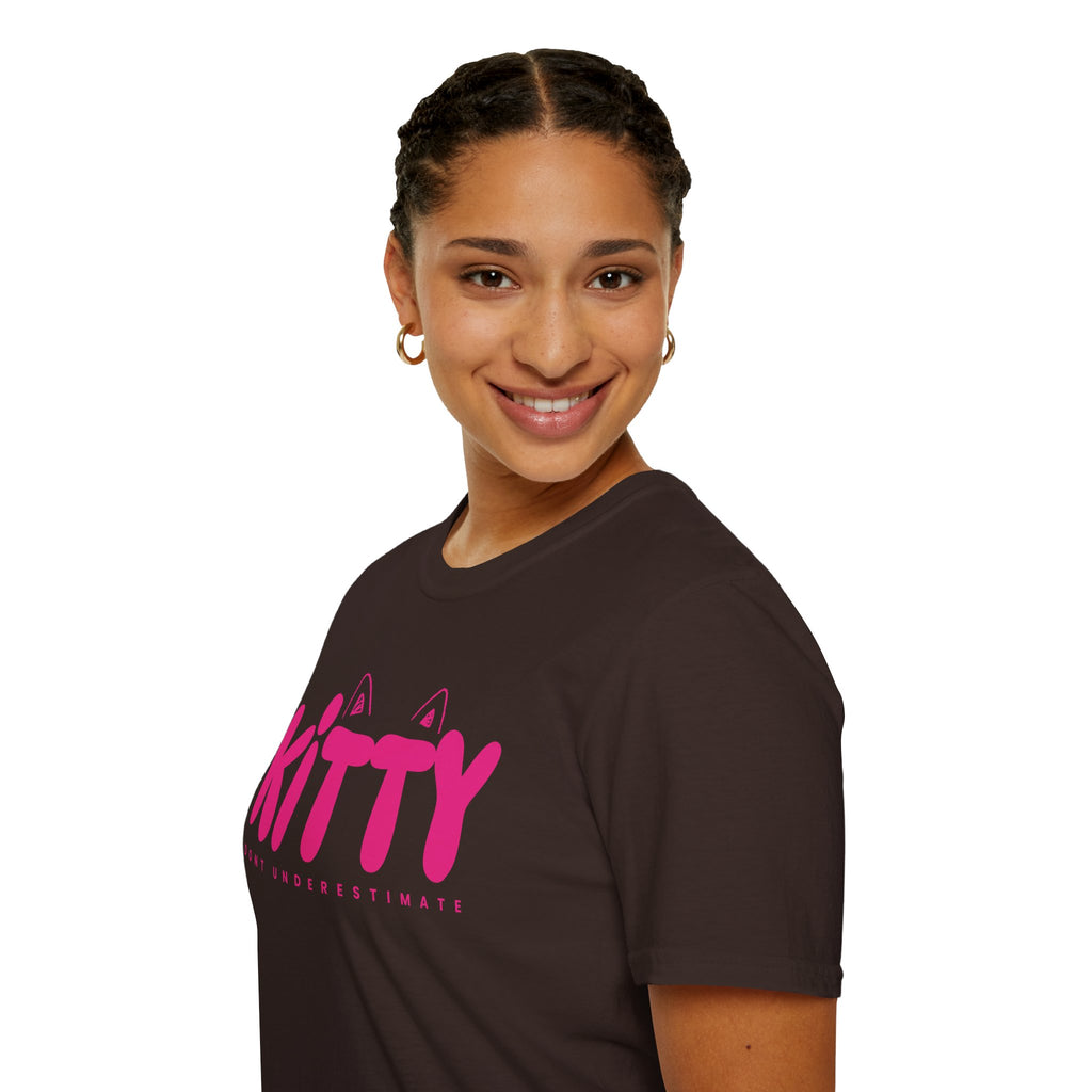Kitty "Don't Underestimate Me" T-Shirt — Cute Pink Cat Graphic Tee