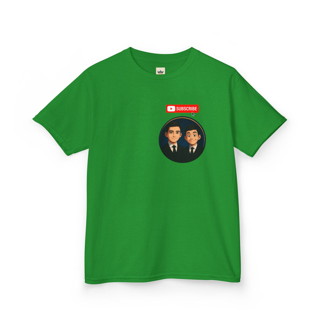 Kids Tee — Cute Cartoon Duo with "Subscribe" Badge (YouTube Fan Gift)