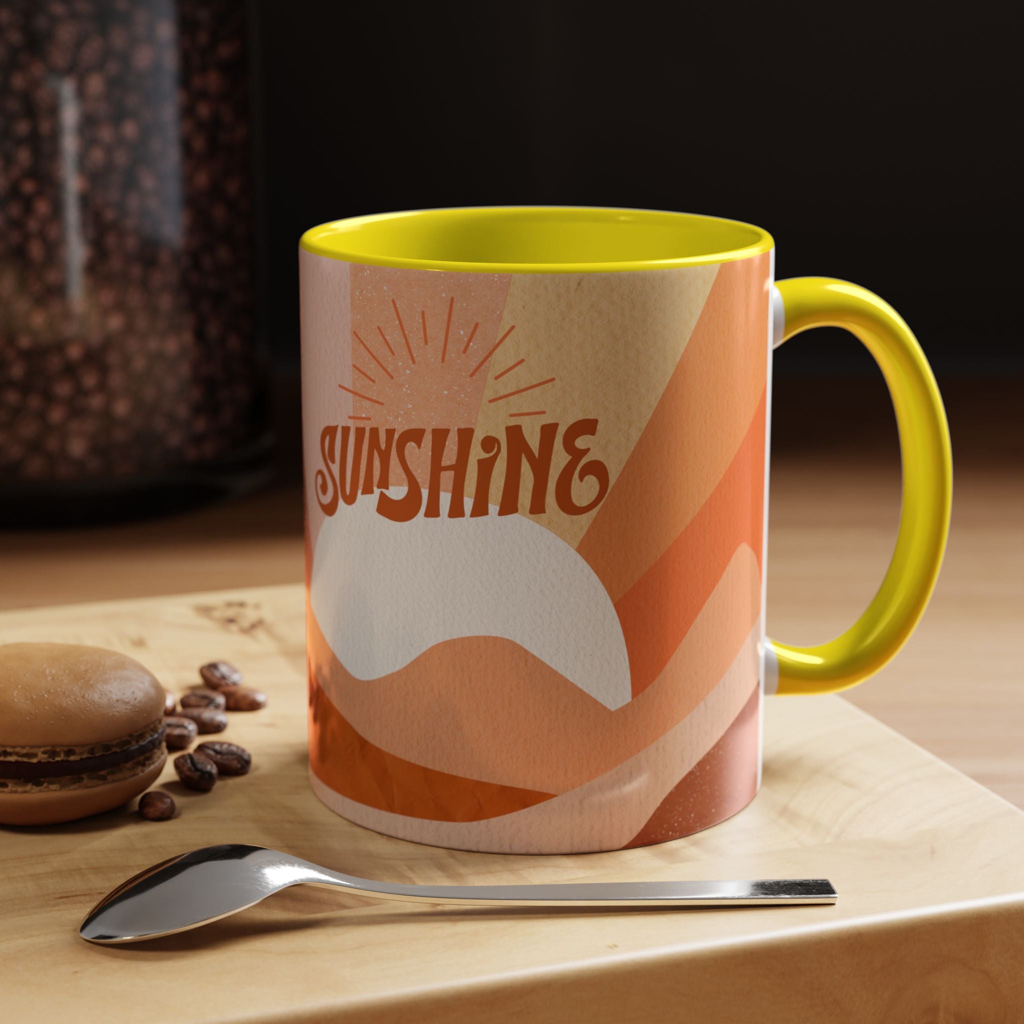 Sunshine Retro Coffee Mug — Vintage 70s Sunrise "Sunshine" Design