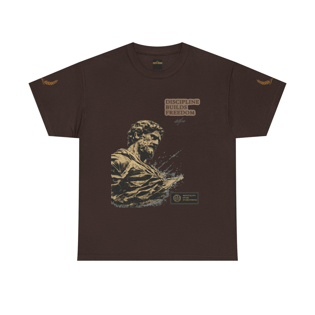 Motivational Statue Graphic Tee — "Discipline Builds Freedom" Inspirational Shirt