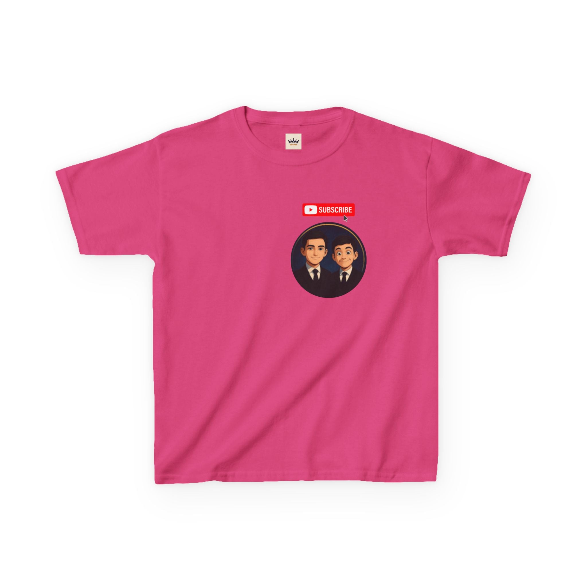 Kids Tee — Cute Cartoon Duo with "Subscribe" Badge (YouTube Fan Gift)