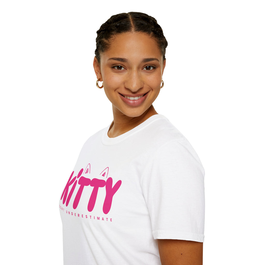 Kitty "Don't Underestimate Me" T-Shirt — Cute Pink Cat Graphic Tee