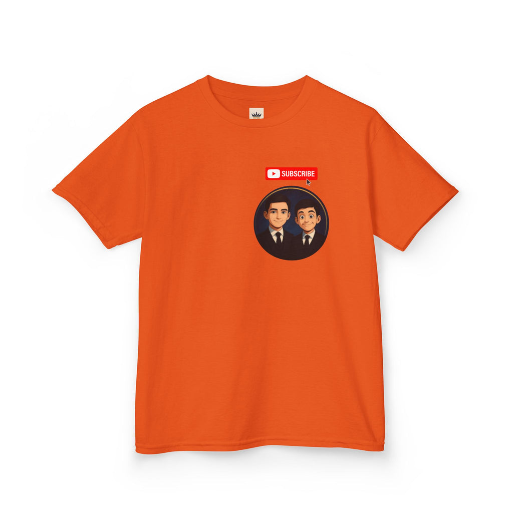 Kids Tee — Cute Cartoon Duo with "Subscribe" Badge (YouTube Fan Gift)