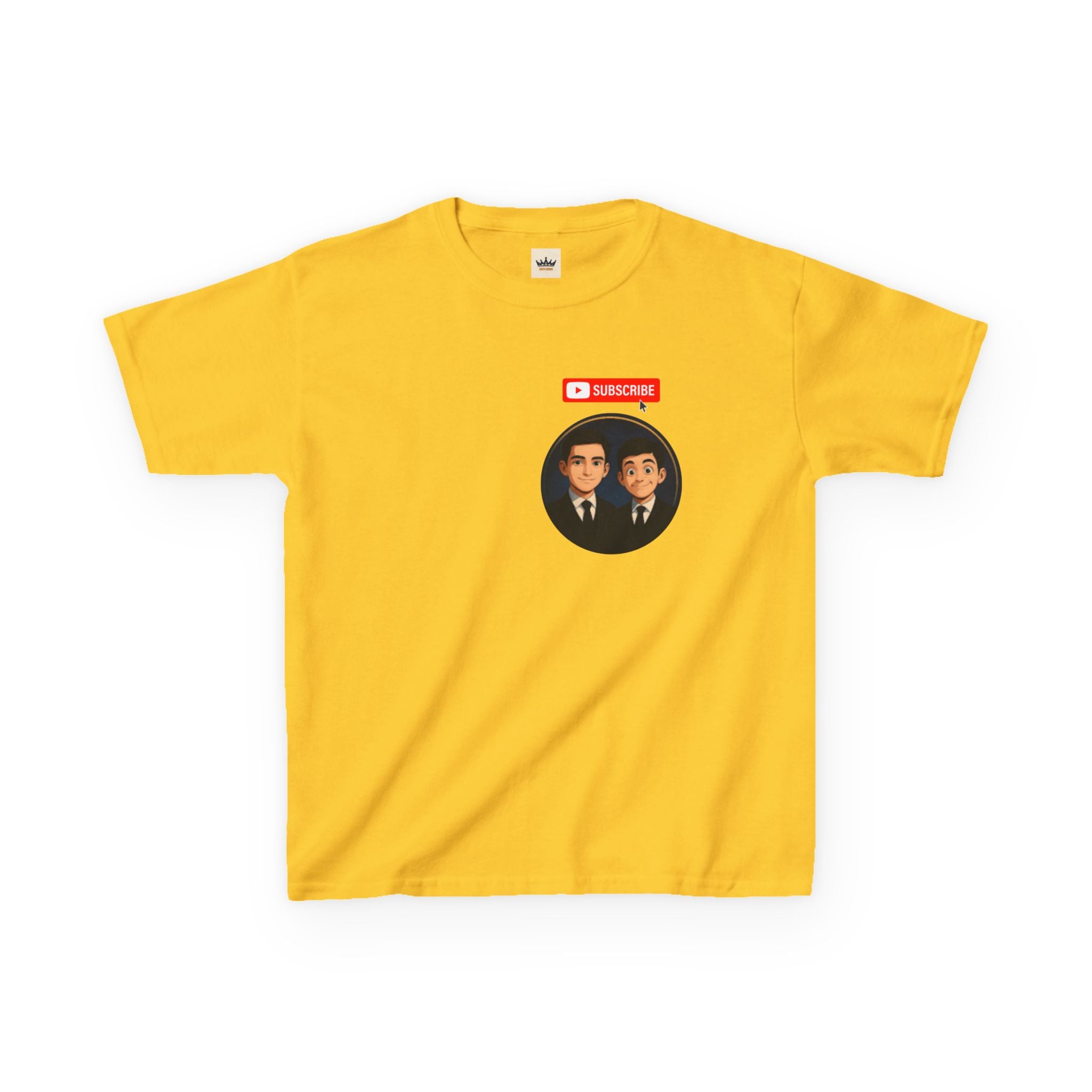 Kids Tee — Cute Cartoon Duo with "Subscribe" Badge (YouTube Fan Gift)