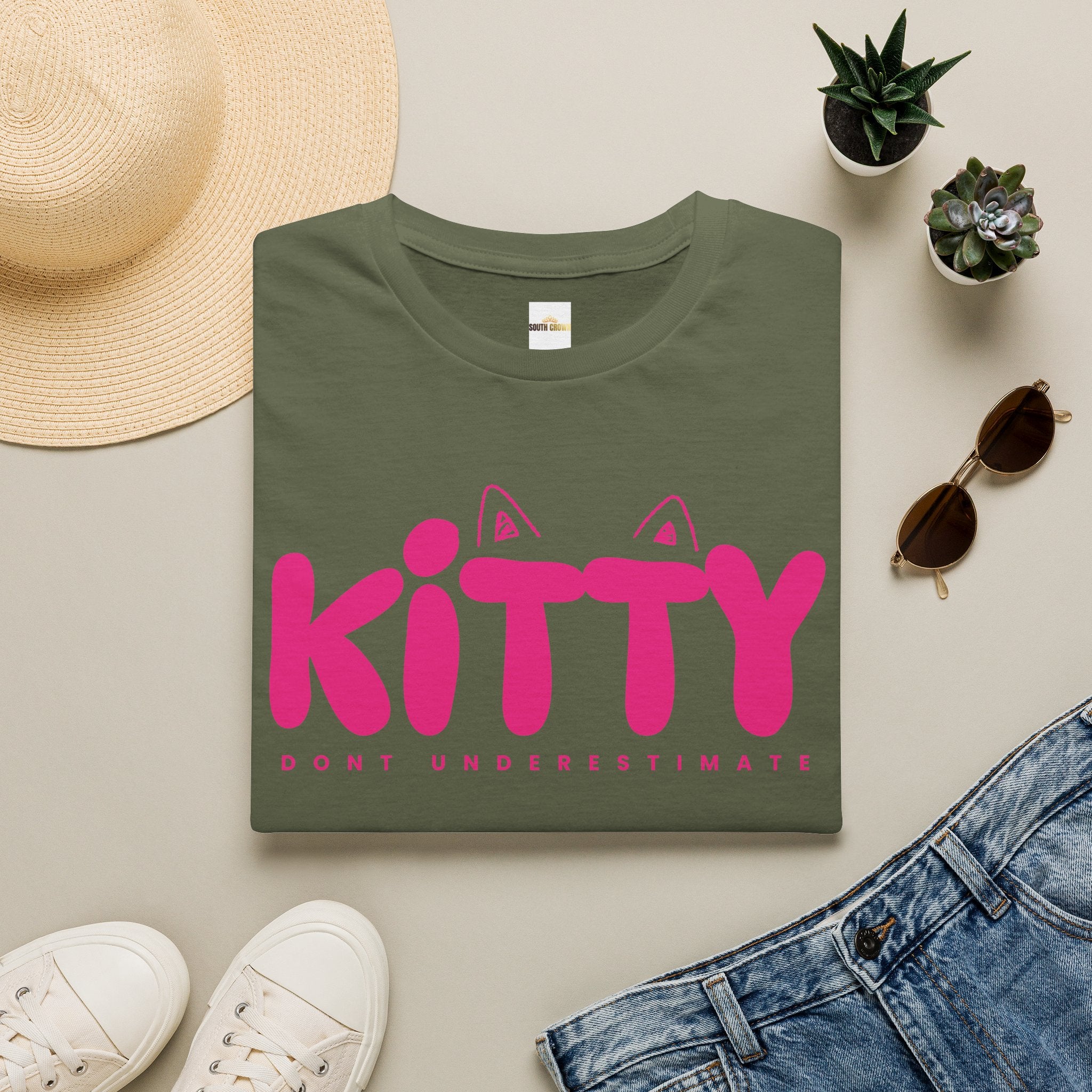 Kitty "Don't Underestimate Me" T-Shirt — Cute Pink Cat Graphic Tee