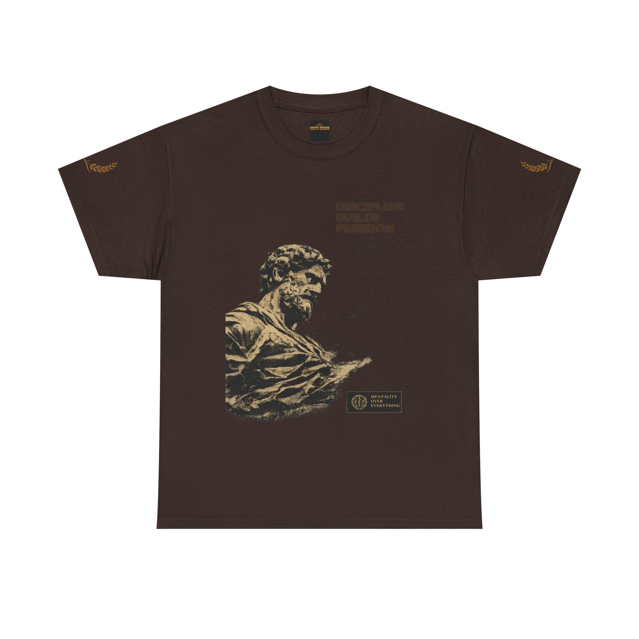 Motivational Statue Graphic Tee — "Discipline Builds Freedom" Inspirational Shirt