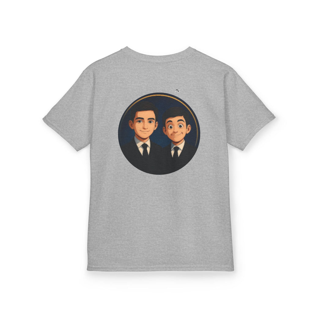 Kids Tee — Cute Cartoon Duo with "Subscribe" Badge (YouTube Fan Gift)