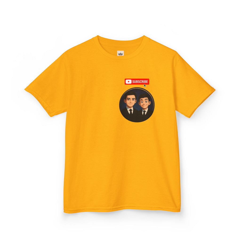 Kids Tee — Cute Cartoon Duo with "Subscribe" Badge (YouTube Fan Gift)