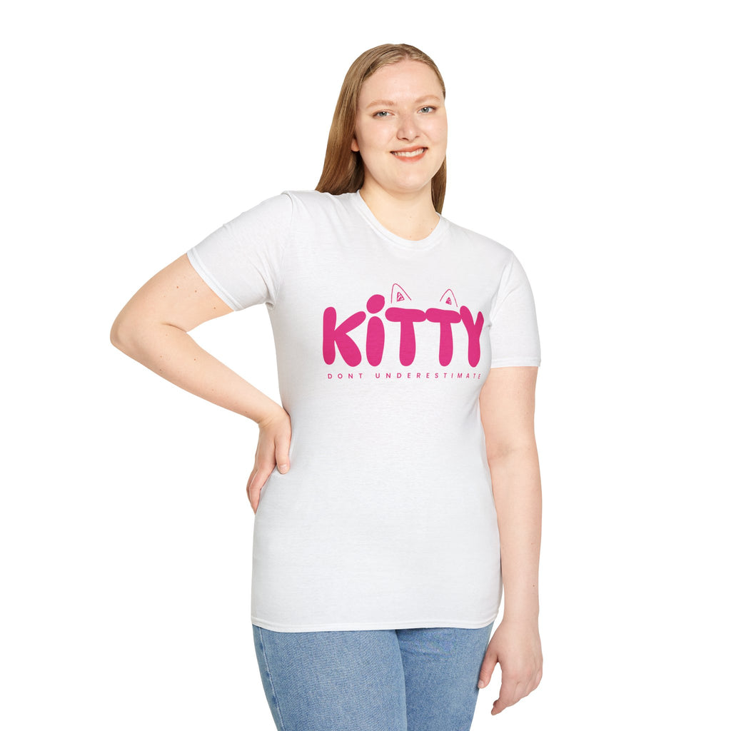 Kitty "Don't Underestimate Me" T-Shirt — Cute Pink Cat Graphic Tee