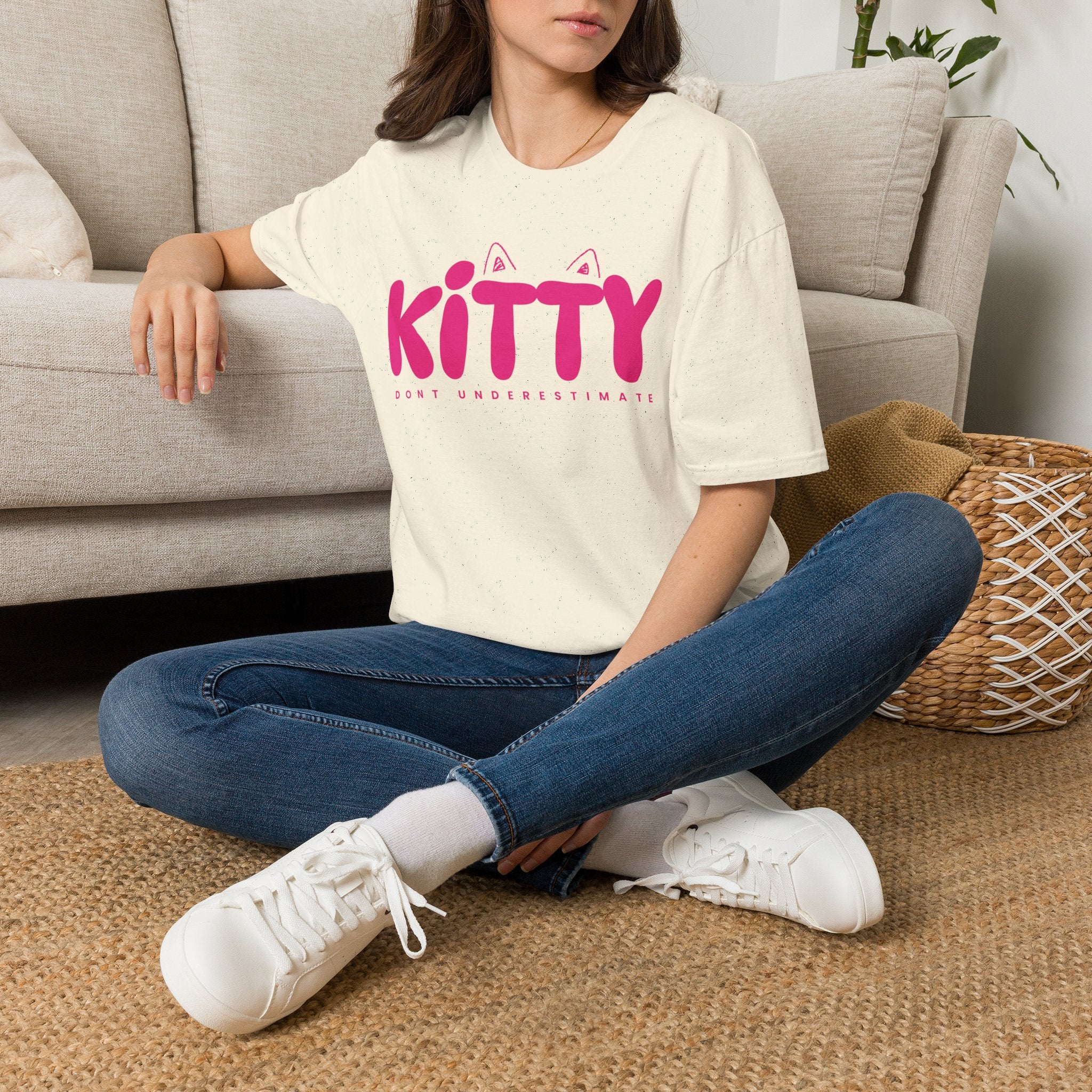 Kitty "Don't Underestimate Me" T-Shirt — Cute Pink Cat Graphic Tee