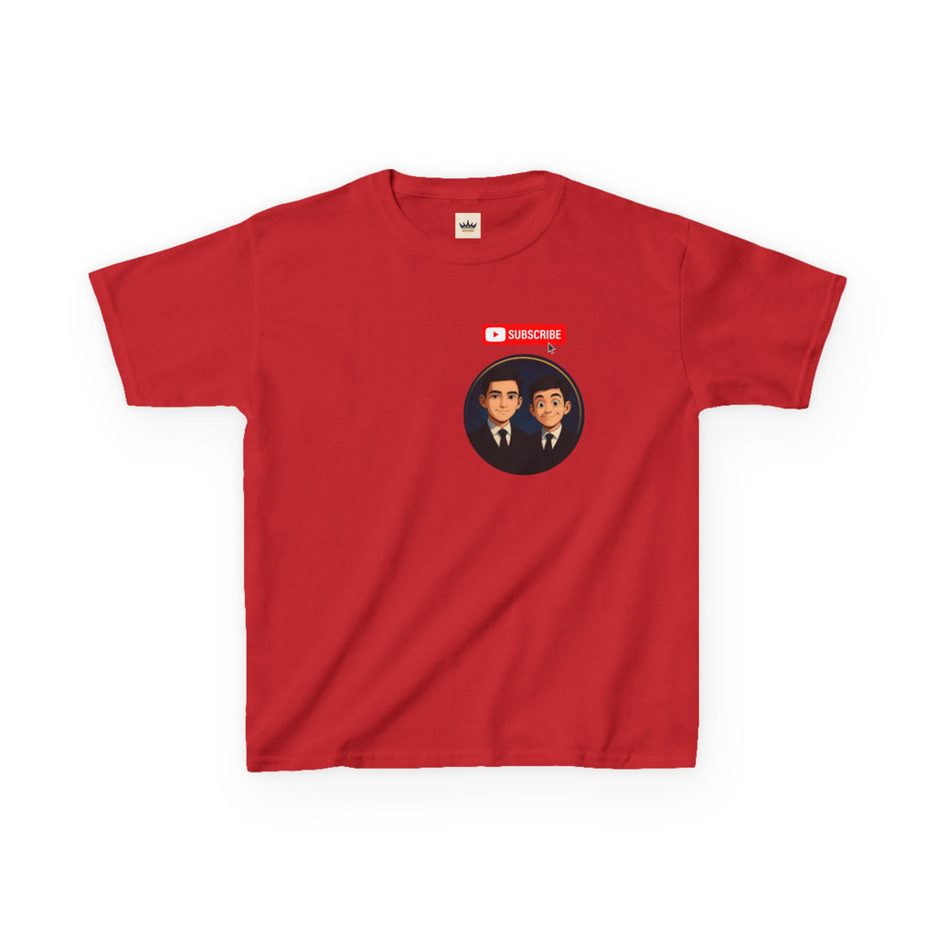 Kids Tee — Cute Cartoon Duo with "Subscribe" Badge (YouTube Fan Gift)