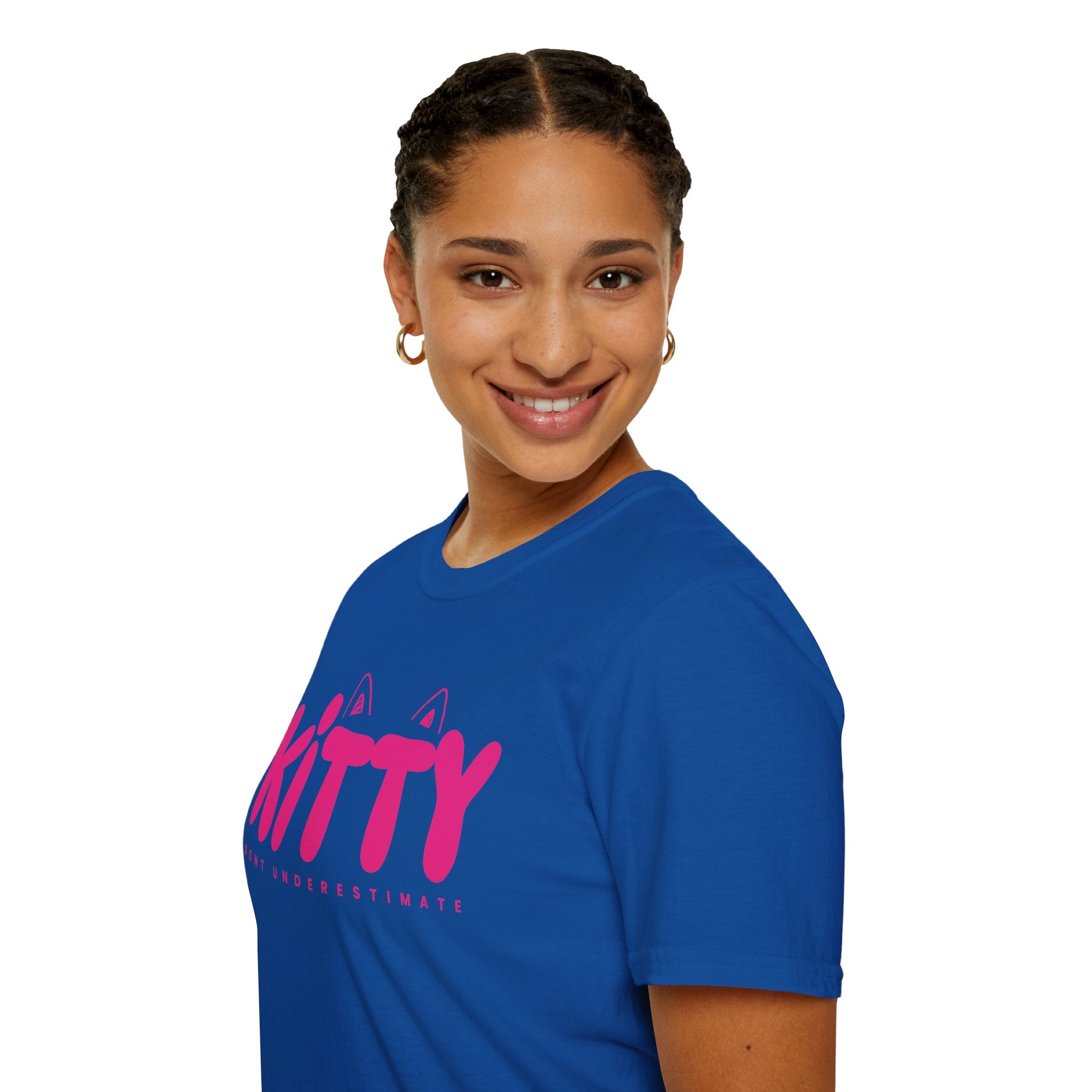 Kitty "Don't Underestimate Me" T-Shirt — Cute Pink Cat Graphic Tee