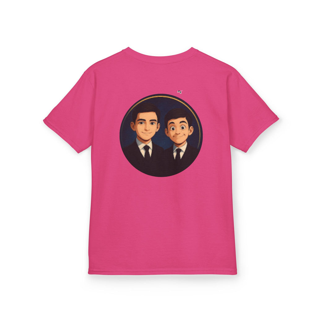 Kids Tee — Cute Cartoon Duo with "Subscribe" Badge (YouTube Fan Gift)