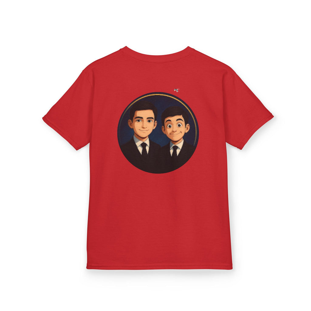 Kids Tee — Cute Cartoon Duo with "Subscribe" Badge (YouTube Fan Gift)