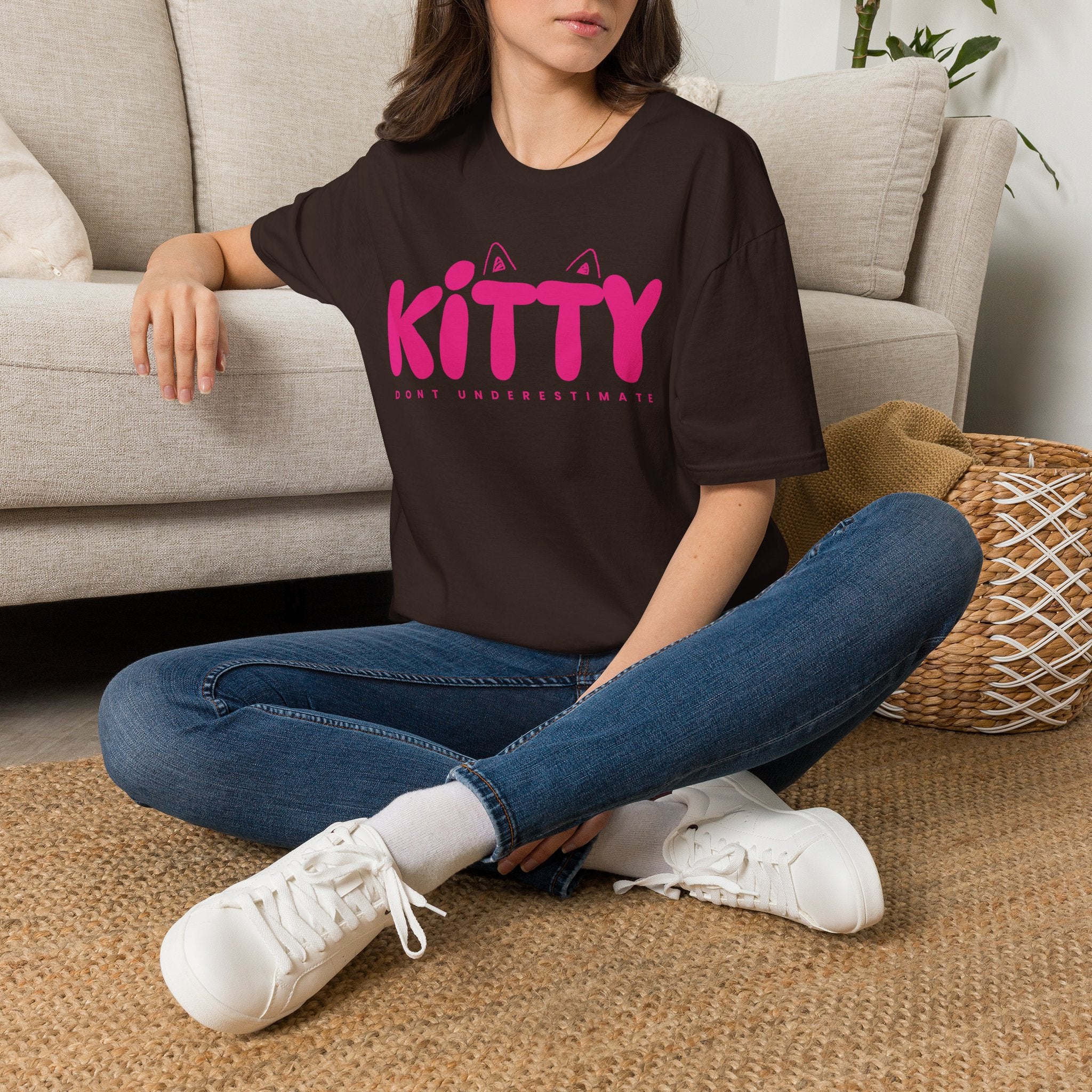 Kitty "Don't Underestimate Me" T-Shirt — Cute Pink Cat Graphic Tee