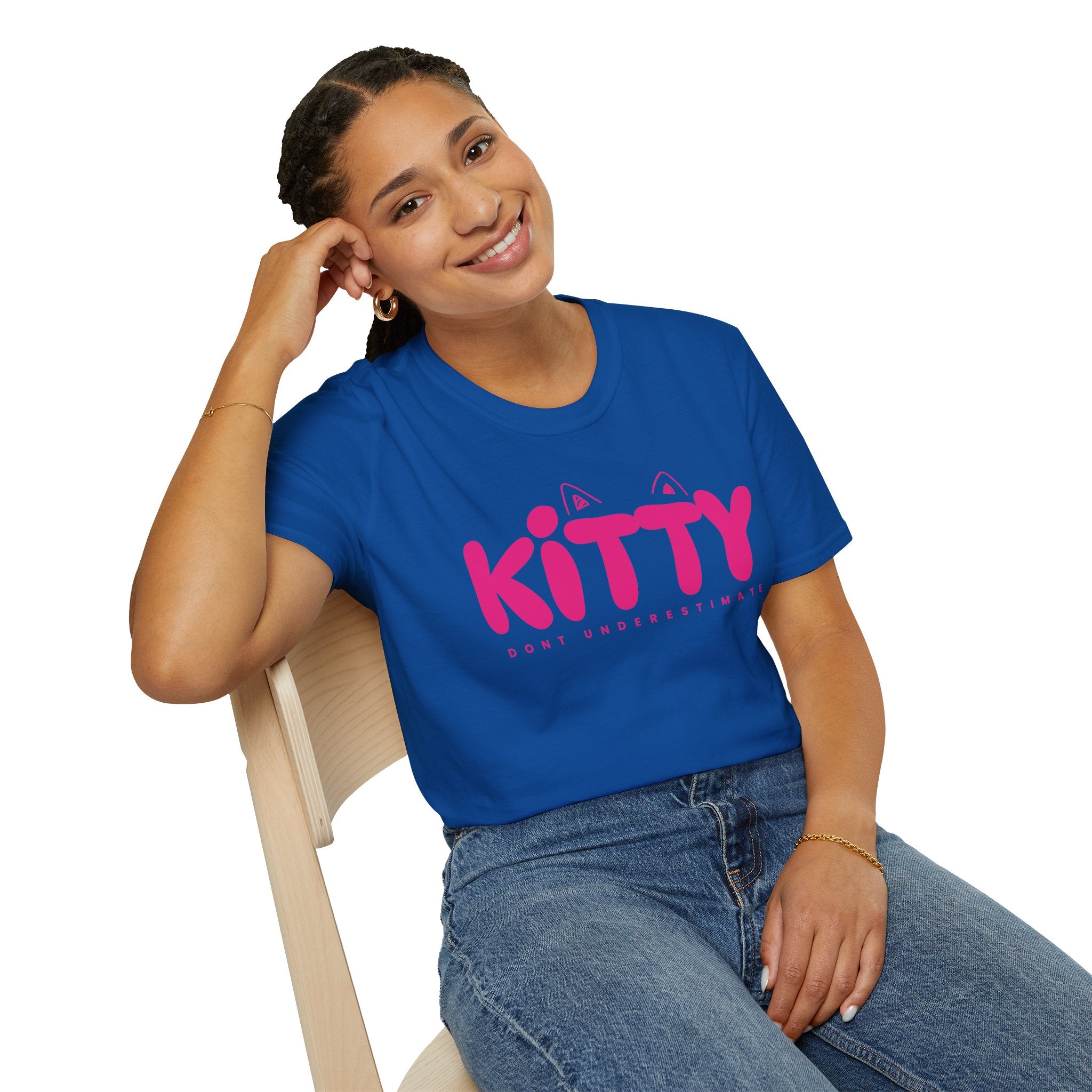 Kitty "Don't Underestimate Me" T-Shirt — Cute Pink Cat Graphic Tee