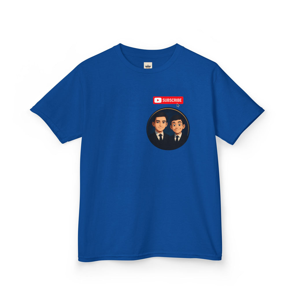 Kids Tee — Cute Cartoon Duo with "Subscribe" Badge (YouTube Fan Gift)