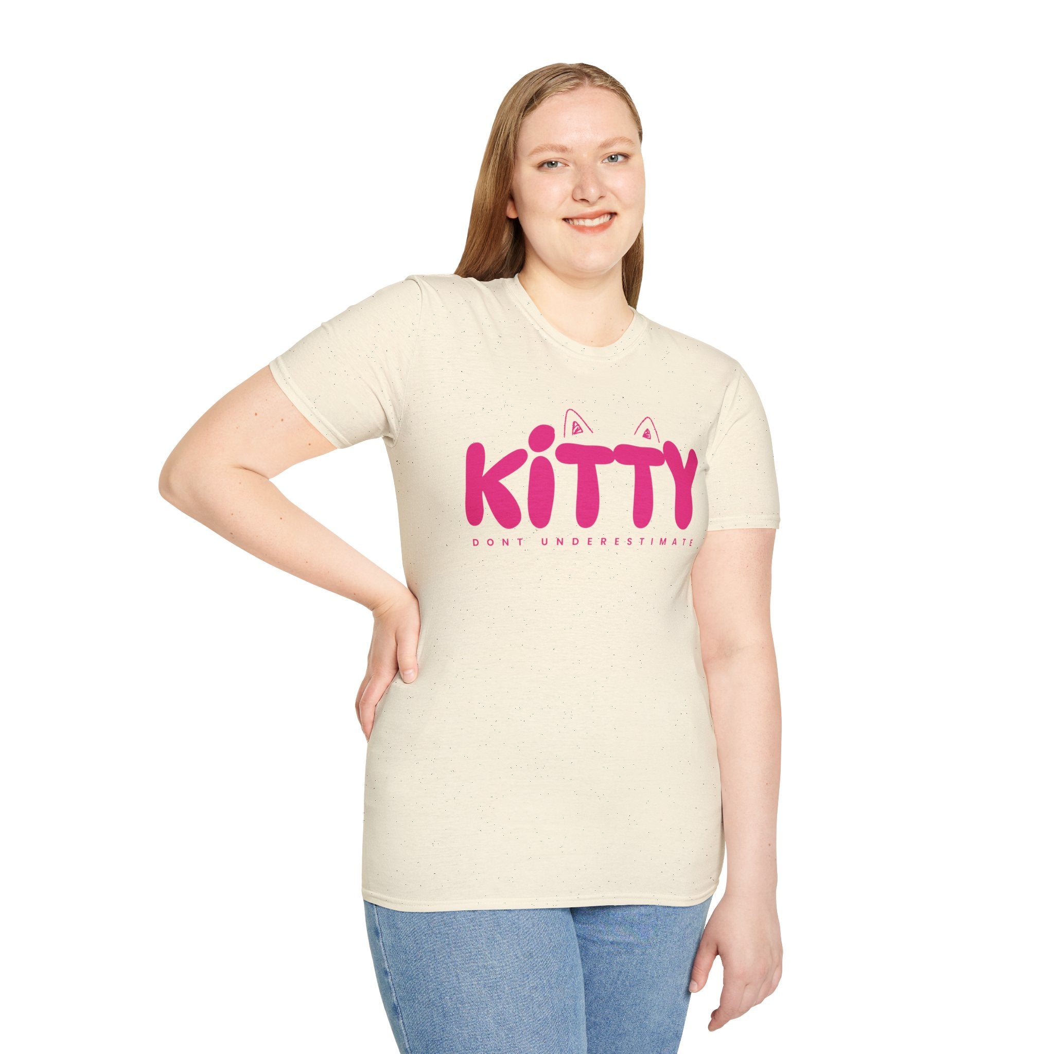 Kitty "Don't Underestimate Me" T-Shirt — Cute Pink Cat Graphic Tee