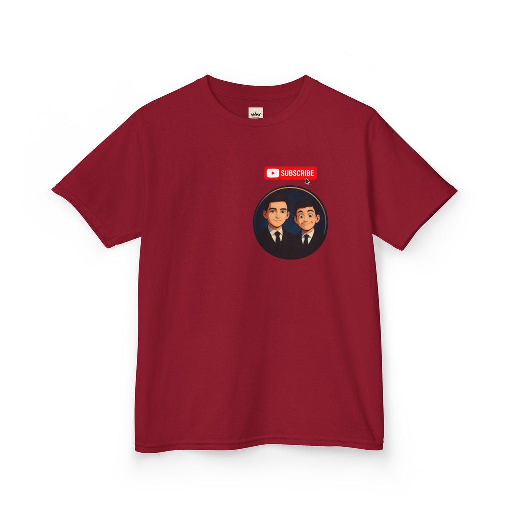 Kids Tee — Cute Cartoon Duo with "Subscribe" Badge (YouTube Fan Gift)
