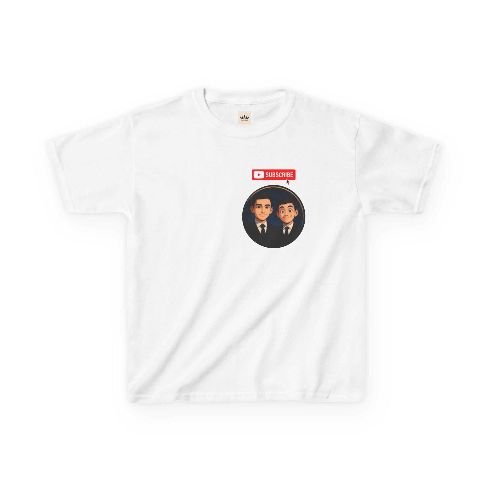 Kids Tee — Cute Cartoon Duo with "Subscribe" Badge (YouTube Fan Gift)